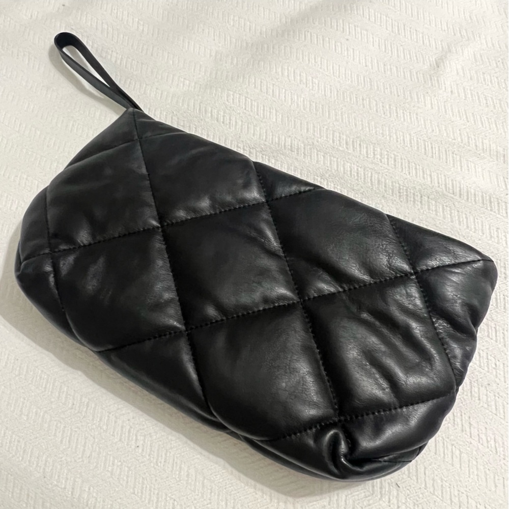 Banana Republic Black Quilted Clutch w/ Gold Hardware